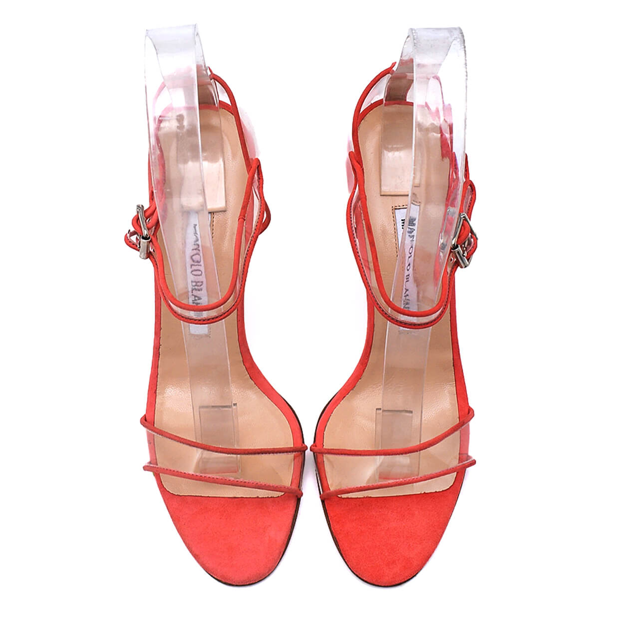 Manolo Blahnik -Fersen Orange PVC Suede Sandals 40